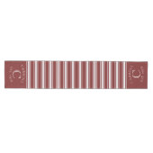 Monogrammed Double Striped | Cranberry Medium Tafelloper (Horizontaal)