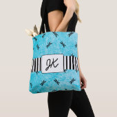 Monogrammed Dragonfly Black en Blue Canvas tas (Dichtbij)