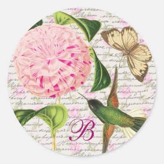 Monogrammed droom ronde sticker (Voorkant)