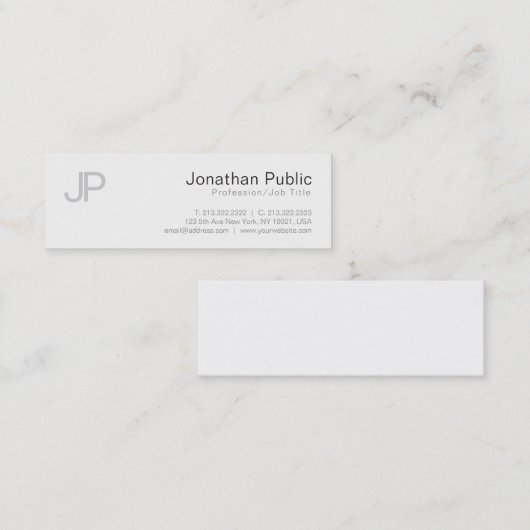 Monogrammed Duidelijk Elegant Modern Stijlvol Ontw Mini Visitekaartje (Voorkant / Achterkant)