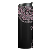 Monogrammed Dusky Roos Bloemen Fronds Dot Mandala Thermosbeker (Gedraaid links)