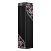 Monogrammed Dusky Roos Bloemen Fronds Dot Mandala Thermosbeker (Achterkant)