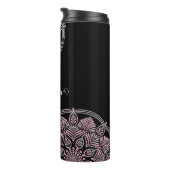 Monogrammed Dusky Roos Bloemen Fronds Dot Mandala Thermosbeker (Geroteerd rechts)
