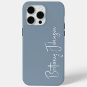 Monogrammed Dusty Blue Case-Mate iPhone Case (Achterkant)