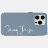 Monogrammed Dusty Blue Case-Mate iPhone Case (Achterkant (horizontaal))