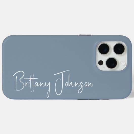 Monogrammed Dusty Blue Case-Mate iPhone Case (Achterkant (horizontaal))