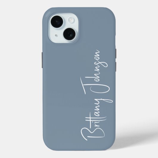 Monogrammed Dusty Blue Case-Mate iPhone Case (Achterkant)