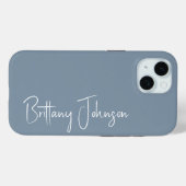 Monogrammed Dusty Blue Case-Mate iPhone Case (Achterkant (horizontaal))