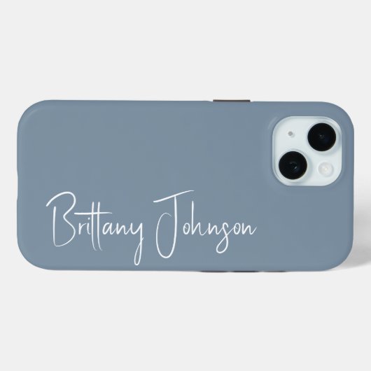 Monogrammed Dusty Blue Case-Mate iPhone Case (Achterkant (horizontaal))