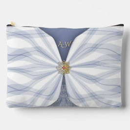 Monogrammed Dusty Blue Jewel Textile Illusion  Etui