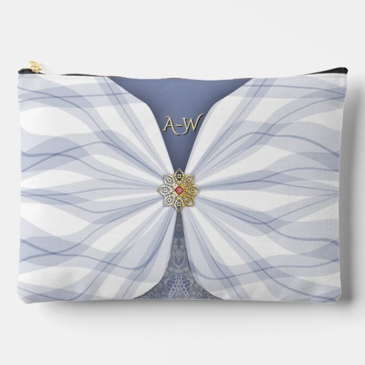 Monogrammed Dusty Blue Jewel Textile Illusion  Etui (Voorkant)