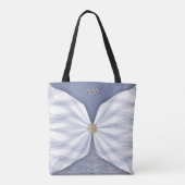 Monogrammed Dusty Blue Jewel Textile Illusion Tot Tote Bag (Achterkant)