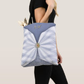Monogrammed Dusty Blue Jewel Textile Illusion Tot Tote Bag (Dichtbij)