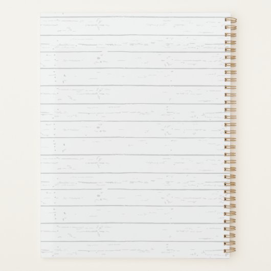 Monogrammed Dusty Floral Grey Wood Planner (Achterkant)