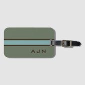 Monogrammed Dusty Green Luggage Tag Bagagelabel (Voorkant (horizontaal))