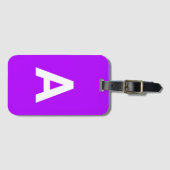 Monogrammed Eenvoudig Modern Neon Paarse Bagagelabel (Voorkant (horizontaal))