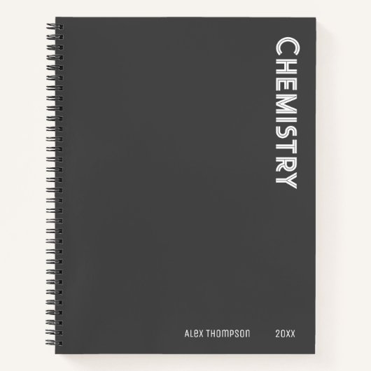 Monogrammed eenvoudige chemie donkergrijs notitieboek (Voorkant)