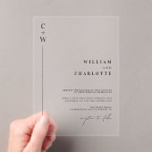 Monogrammed eenvoudige minimalistische bruiloft acryl uitnodigingen (Insitu (Draagbaar))