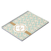 Monogrammed Eggshell Blue en Gold Moroccan Notitieboek (Linkerzijde)