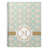 Monogrammed Eggshell Blue en Gold Moroccan Notitieboek (Voorkant)