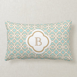 Monogrammed Eggshell Blue Moroccan Kussen