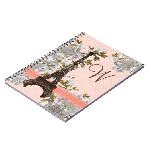 Monogrammed Eiffel Tower Spiral Notebook Journal Notitieboek (Linkerzijde)