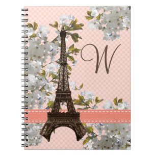 Monogrammed Eiffel Tower Spiral Notebook Journal Notitieboek