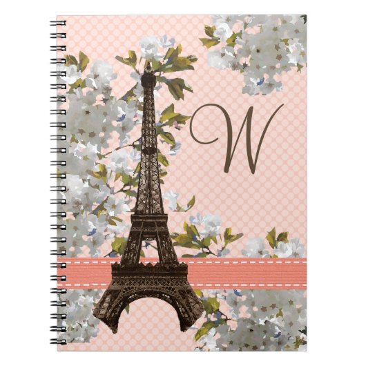 Monogrammed Eiffel Tower Spiral Notebook Journal Notitieboek (Voorkant)