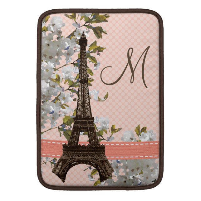 Monogrammed Eiffeltoren MacBook Air Sleeve 13/11 (Achterkant)