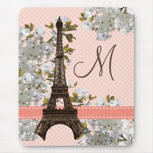 Monogrammed Eiffeltoren Mousepad Muismat (Voorkant)