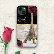 Monogrammed Eiffeltower Gold, zwart marmer Roos
