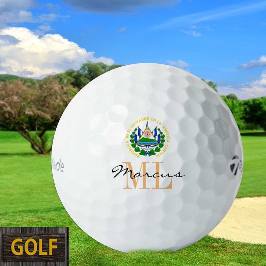 Monogrammed El Salvador Vlag, Embleem Golf Ballen
