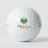 Monogrammed El Salvador Vlag, Embleem Golf Ballen (Voorkant)