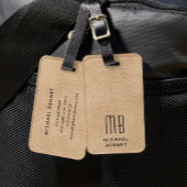 Monogrammed Elegant Beige Bagagelabel