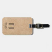 Monogrammed Elegant Beige Bagagelabel (Voorkant horizontaal)