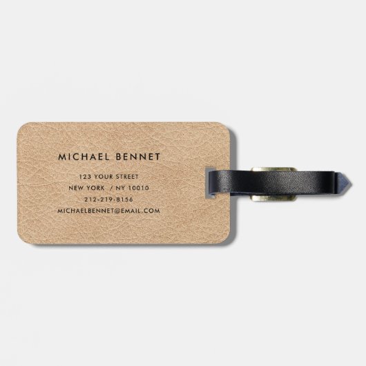 Monogrammed Elegant Beige Bagagelabel (Achterkant horizontaal)