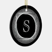 Monogrammed Elegant Black and White Keramisch Ornament (Rechts)
