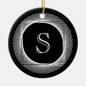Monogrammed Elegant Black and White Keramisch Ornament (Voorkant)