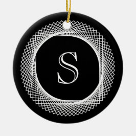 Monogrammed Elegant Black and White Keramisch Ornament