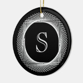 Monogrammed Elegant Black and White Keramisch Ornament (Links)