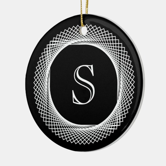 Monogrammed Elegant Black and White Keramisch Ornament (Links)