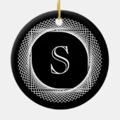 Monogrammed Elegant Black and White Keramisch Ornament (Achterkant)
