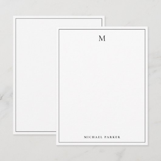 Monogrammed Elegant Black and white Professional Bedankkaart (Voorkant / Achterkant)