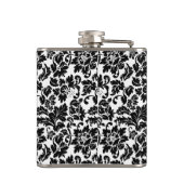 Monogrammed Elegant Black Floral Dammaskers Heupfles (Achterkant)