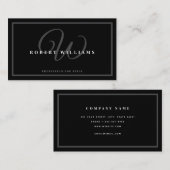 Monogrammed Elegant Black Professional Modern Visitekaartje (Voorkant / Achterkant)
