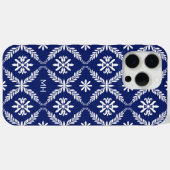Monogrammed Elegant Blauw en Wit Bloempatroon Case-Mate iPhone Case (Achterkant (horizontaal))