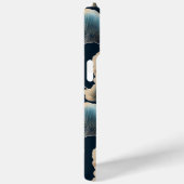 Monogrammed Elegant Blauw Ginkgo Bloempatroon Case-Mate iPhone Case (Achterkant / Rechts)
