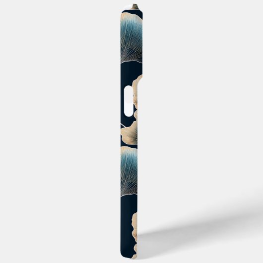 Monogrammed Elegant Blauw Ginkgo Bloempatroon Case-Mate iPhone Case (Achterkant / Rechts)
