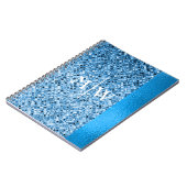 Monogrammed Elegant Blue Glitter Kijk Luxury Notitieboek (Linkerzijde)