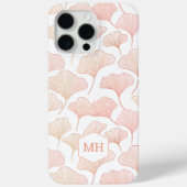 Monogrammed Elegant Blush Pink Ginkgo Leaf Patroon Case-Mate iPhone Case (Achterkant)
